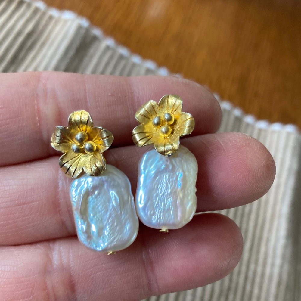 Freshwater Pearl Earring Gold Vermeil 925 Silver